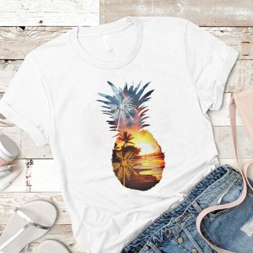 Women Shirt Plus Size 4XL Fresh Pineapple Beach Fruit Graphic Top Ladies Female Mujer Camisa Tshirt Tees Printed Clothes T-shirt