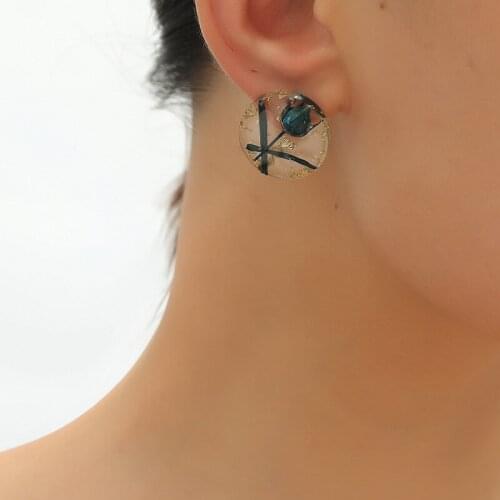 New Korean Style Girl Flower Stud Earrings for Women Transparent Round Acrylic Earring Holiday Party Jewelry Gift