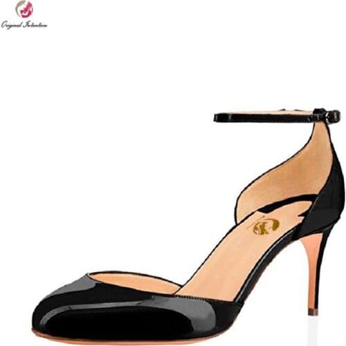 Original Intention Women Pumps Round Toe Stiletto Heels Pumps Nice Black Fushcia Ivory Pink Nude Shoes Woman Plus US Size 4-15