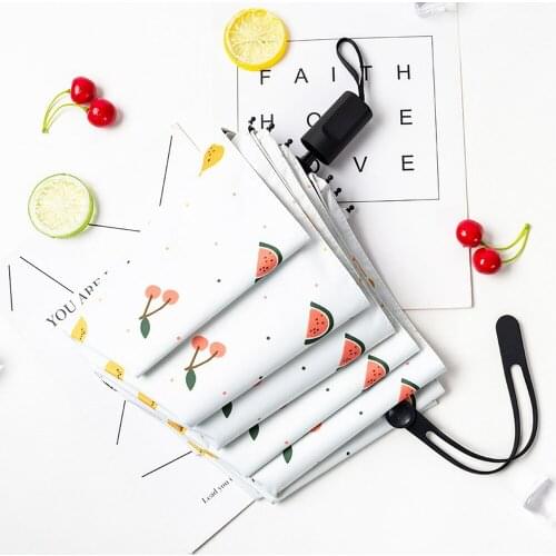 Sunny and rainy dual-purpose umbrella fruit small fresh three-fold umbrella sun umbrella folding student simple female