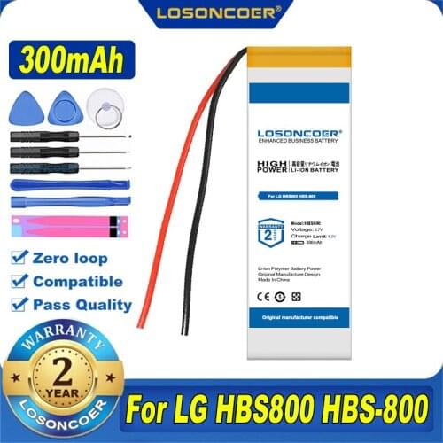 100% Original LOSONCOER NEW 300mAh Battery For LG HBS800 HBS-800 Bluetooth Earphone Headset Batteries