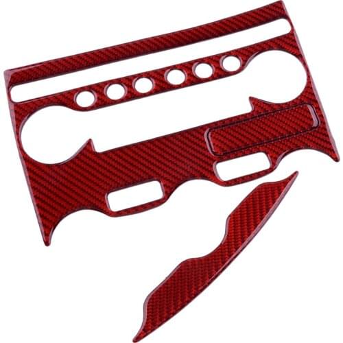 3Pcs/Set Car Carbon Fiber Red AC CD Panel Frame Cover Trim Sticker Fit For Nissan 370Z 2009 2010 2011 2012 2013 2014-2020 LHD