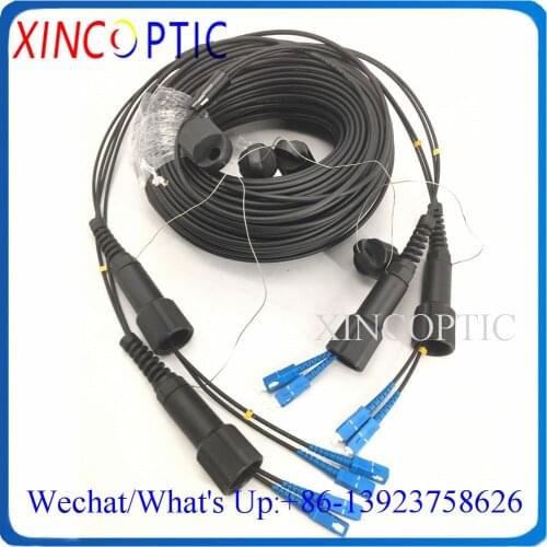 40M,SM,4Core,G657A,Multimode OM1 OM2 Armored Black Cable,4.0mm,4F 2Pcs PDSCUPC Armored Fiber Optic Patch Cord Cable Connector