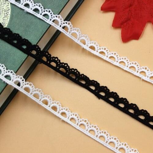 100% Cotton Lace 5 Yards Water Soluble Embroidered Lace White Scalloped Sewing Apparel Trims 1CM