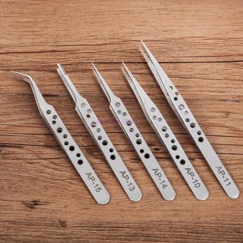 500pcs eyelash Tweezers Anti-static Curved Straight Tip Precision Stainless