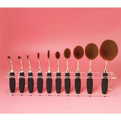 10 Grids Acrylic Toothbrush Oval Makeup Brushes Display Holder Stand Storage Boxes Organizer Brush Showing Rack Dropshipping