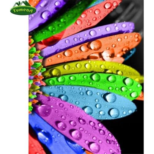 DIY Diamond Painting Full Square Drill "Colorful flower" Rain Drop Leaf Diamond Embroidery Cross Stitch,Mosaic,Home Decor,Gift