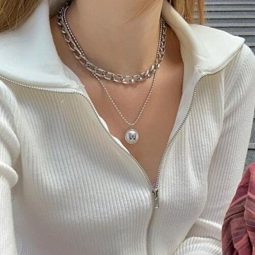 Clavicle Chain Vintage Multilayer Necklace for Women Butterflies Pendant Layer Charm Choker Necklaces Boho Fashion Jewelry Gift