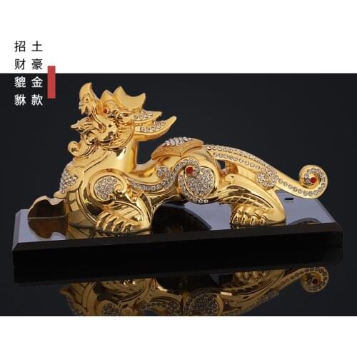 HOME OFFICE SHOP CAR TOP Efficacious Talisman Protection Money Drawing GOOD LUCK gold PI XIU Mythical dragon FENG SHUI statue