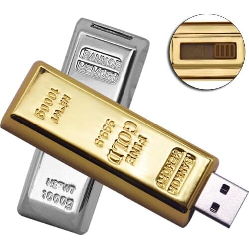 Bullion mini Metal Creative gold Silver Pendrive USB 2.0 USB 4GB 8GB 16GB 32GB Memory u Disk USB 128gb 64gb Flash Drive gift