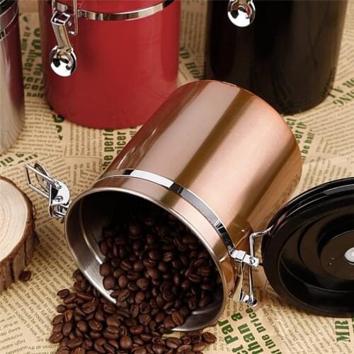 Stainless Steel Airtight Sealed Canister Coffee Flour Sugar Container Holder Can Storage Bottles Jars For Coffee Bean