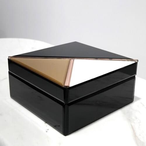 Heraksesuar Mirror Coated Black Gold Decorative Clamshell Box