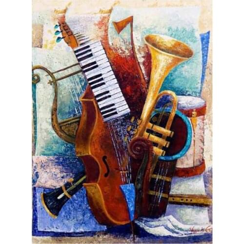 Full Square/Round Drill 5D DIY "Musical Instrument" Rhinestone Embroidery Cross Stitch Diamond Painting Home Decor Gift FH726