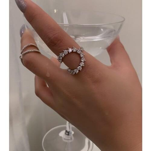 AAA Zircon Claw Statement Ring Brass With White Gold Women Jewlery Designer T Show Club Cocktail Party Rare Japan Korean
