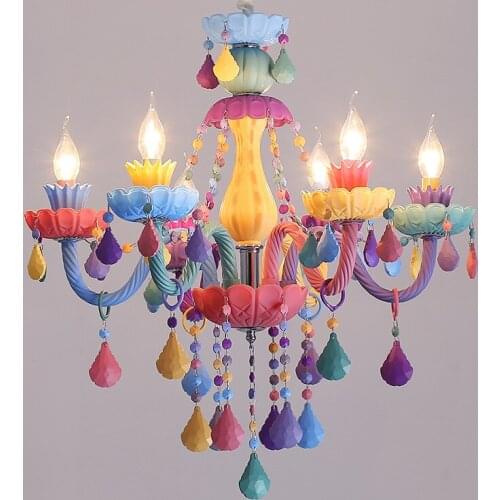 Macaron Chandelier European Childrens Room Bedroom Crystal Lamp Princess Room Lamp Simple and Warm Cafe Restaurant Lamp