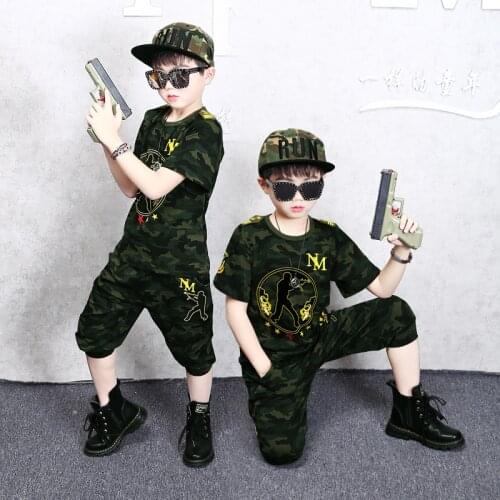 Military Training Boys Short Sleeved Set Summer Camp 2019 New Childrens Handsome teen-agers clothes size 110 120-140 150 160