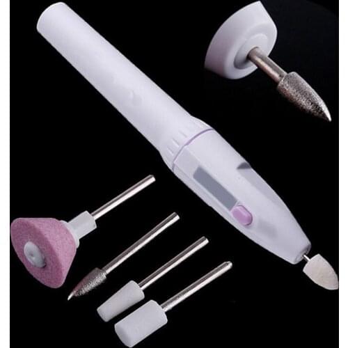 Mini Nail Electrical Polisher With 5 Drill Heads Nail Art Tip Manicure Toenail Drill File Tool Nail Grinder Polisher Set Hot New