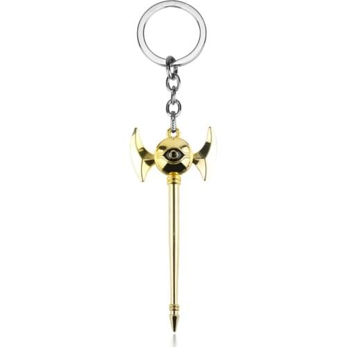 Fashion pendant YuGiOh Cosplay Yu-Gi-Oh Millennium Rod Golden metal model Pendant keychain key ring cosplay Decorative jewelry
