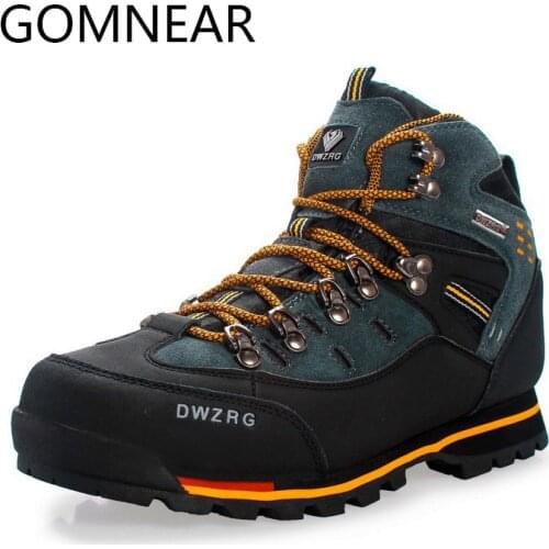 GOMNEAR Mens Trend Hiking Shoes Waterproof Fishing Outdoor Antiskid Trekking Hunting Sport Shoes Climbing Hiking Boots For Male
