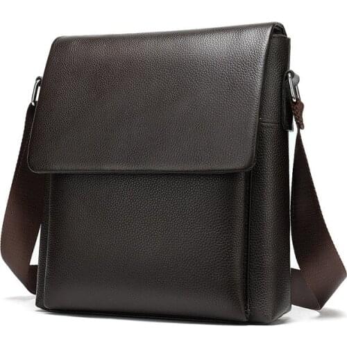 Male Black Crossbody Bags for Men Bags Leather Mens Shoulder Bag for Men Genuine Leather Zip Messenger Bag Big Cover