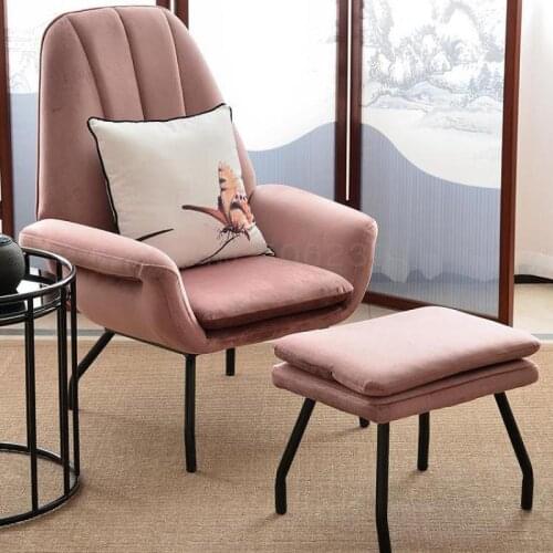 Nordic Single Sofa Chair Fabric Leisure High Back Tiger Chair Light Luxury Simple Living Room Leisure Bedroom Net Red Chair