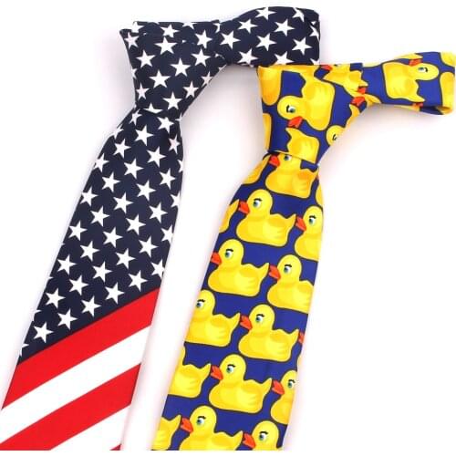 New Cartoon Ties For Men Wome Flag Printed Tie Casaual Mens Ties Funny Tie Fashion Skinny Necktie For Wedding Party
