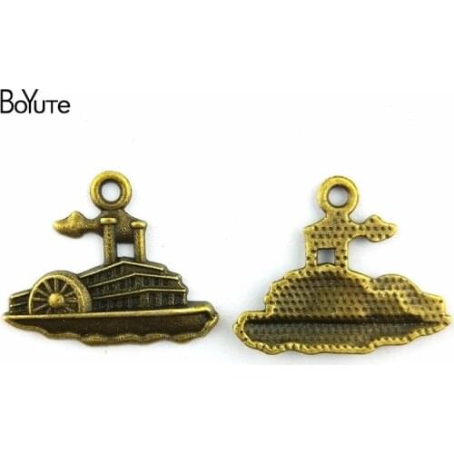 BoYuTe (60 Pieces/Lot) 25*20MM Antique Bronze Plated Zinc Alloy Materials Steamer Pendant Charms for Jewelry Making