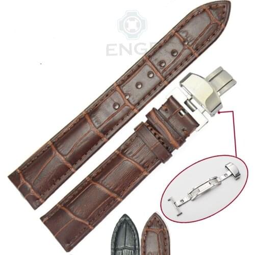 Genuine Leather Soft Watch Band Strap 18 19 20 21 22 24mm Lady Men Black Brown Watchbands Belt Deployment Clasp