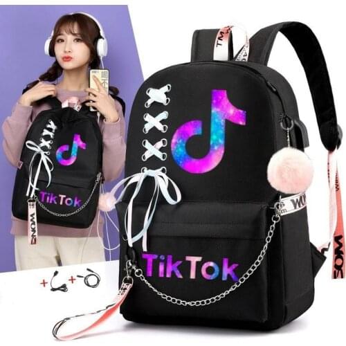 Tik Tok Backpack Boy girl school Bags USB Bookbag For Teenagers Big Capacity Fashion Travel waterproof laptop Mochilas Daily Bag