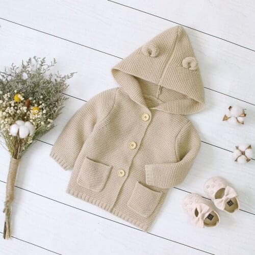 Baby Girl Baby Boy Long Sleeve Hoodie Baby Simple Cardigan Sweater Childrens Knitted Sweater