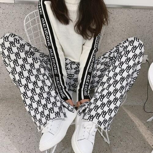 Streetwear Letter Printing Thick Loose Casual High Waist Joggers Straight Pants Women