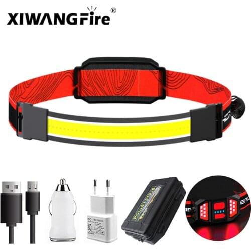 USB Rechargeable COB Strong Headlamp Built-in Battery with Power Display, Multi-level Adjustable 500 Lumen Pen with Angle Head