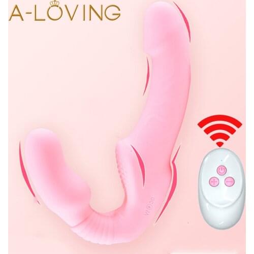 Strapless Dildo Vibrator Female Double Vibrating G Spot Clitoris Vagina Anal Prostate Massager Adult Sex Toys for Women Couple