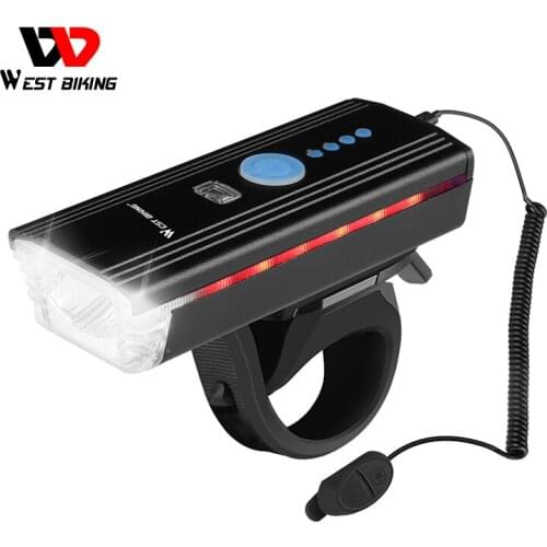 West Biking Smart Bike Light Induction Front Lights 4 Modes USB Charging Flashlight Anti-glare Lamp MTB Cycling Bicycle Light