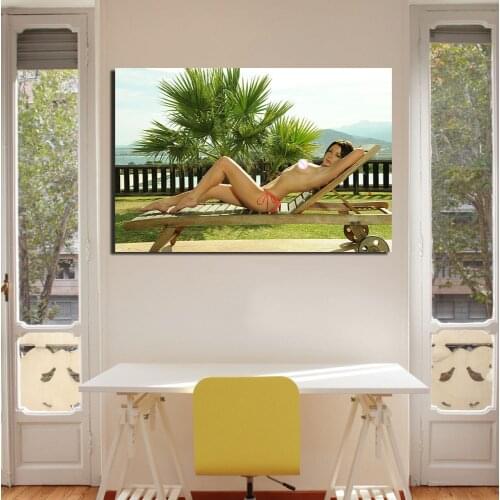 Sunbathing Girl Picture Wall Art Poster Canvas Painting for Living Room Home Decor Wallpaper