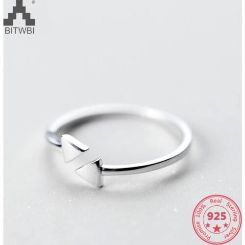 Factory Price 100% 925 Sterling Silver Fashion Concise Triangle Open Ring Fine Jewelry for Female