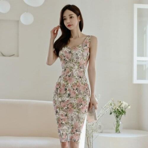 Women Summer Sexy Backless Floral Bodycon Knee Length Dress Party Dresses Elegant V-neck mesh Patchwork Bowknot Dress Femme Robe