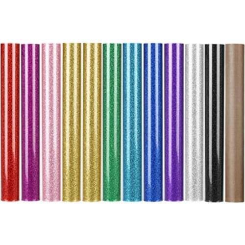 1 Roll 10"x5.5Yard/25cmx5m Beautiful Color Glitter Heat Transfer Vinyl Film Heat Press Cutting Plotter Iron On HTV Fil