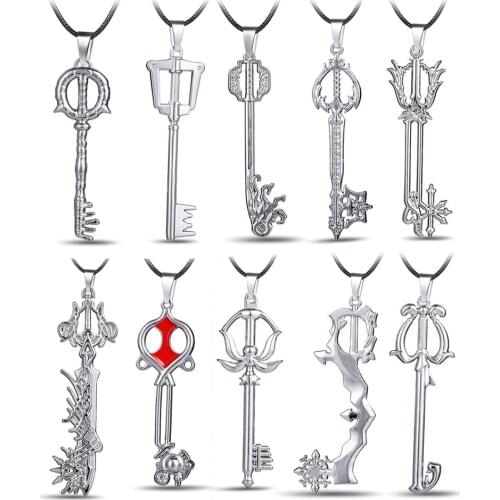 1 Pcs Fashion Game Kingdom Hearts Metal Necklaces Keyblade Pendant Choker Necklace Cosplay Accessories Jewelry Gift Figure Toys