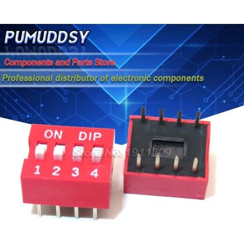 10PCS DIP Switch 4 bit Way 2.54mm Toggle Switch Red Snap Switch Wholesale Electronic