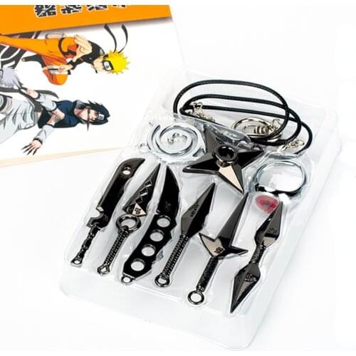 11Pcs/Set Anime Boruto Hokage Shuriken Kunai Ninja Weapon Pendant Necklace Keychains Set Uchiha Cosplay Collections Accessories