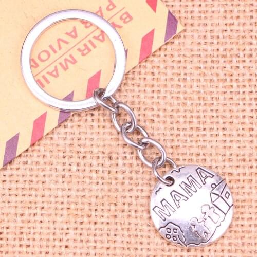 20pcs New Fashion Keychain 22mm mama children home Pendants DIY Men Jewelry Car Key Chain Ring Holder Souvenir For Gift