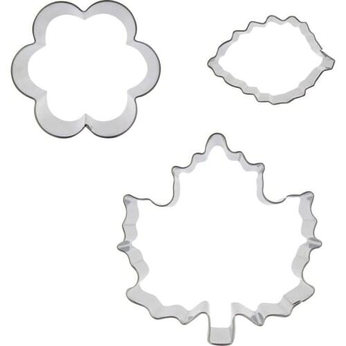 Maple leaf, Plum blossom, Small Lleaf shaped 3 piece biscuit cutting molds, baking tools, cake decorating soft candy tools