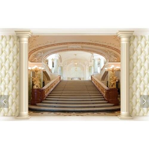 Customized 3d photo wallpaper 3d TV wallpaper mural European Rome column space stair TV background wall 3d living room wallpaper