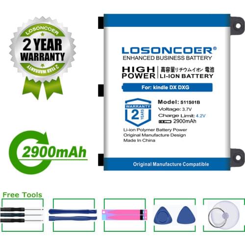 LOSONCOER Battery S11S01B 2900mAh For Amazon kindle 2 DX DXG S11S01A 170-1012-00 B003B0A294563B74 D00701 Battery