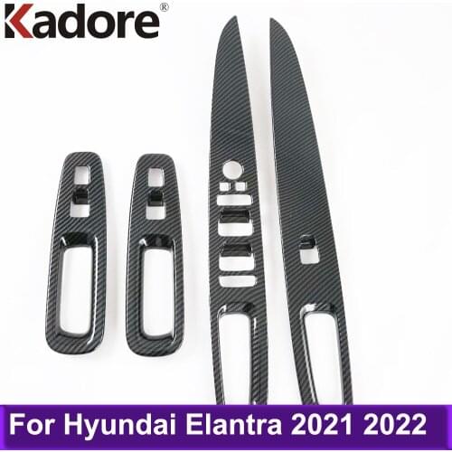 Interior Accessories For Hyundai elantra 2021 2022 Carbon Fiber Window Switch Decor Armrest Panel Trim Car Styling