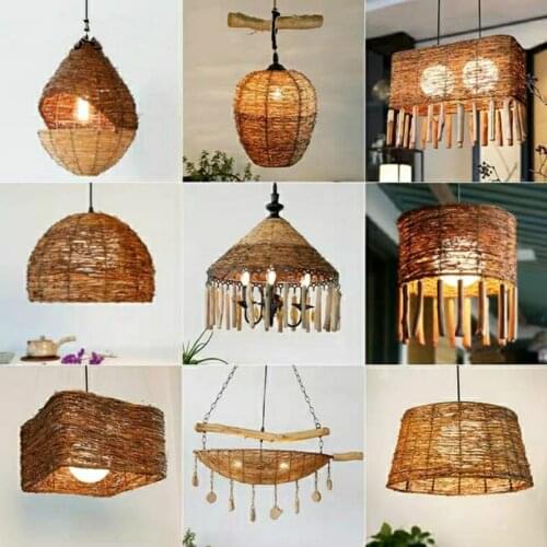 American style antique rattan weaving chandelier Zen Inn living room lamp homestay teahouse teahouse farm creative rattan lamp