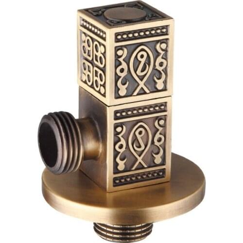 MTTUZK Antique Bronze Carved Angle Valve Water Stop Valve Faucet WaterValve Hot and Cold Water Inlet valve Filling Valves