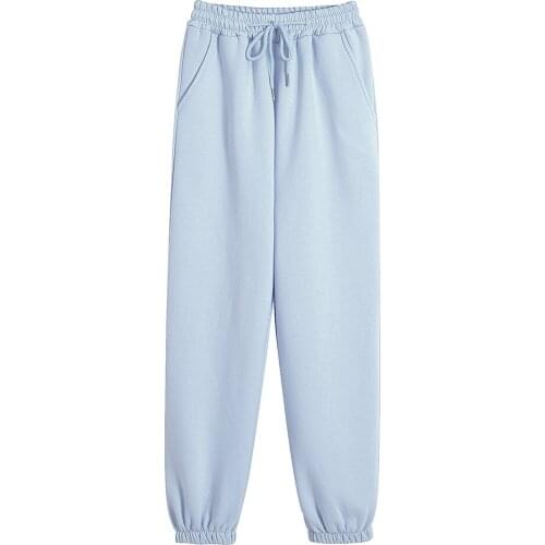 Cute High Waist Broken Pants Cotton Women Fashion Solid Color Loose Harajuku Warm Trousers Girls Sweatpants Autumn Winter Baggy