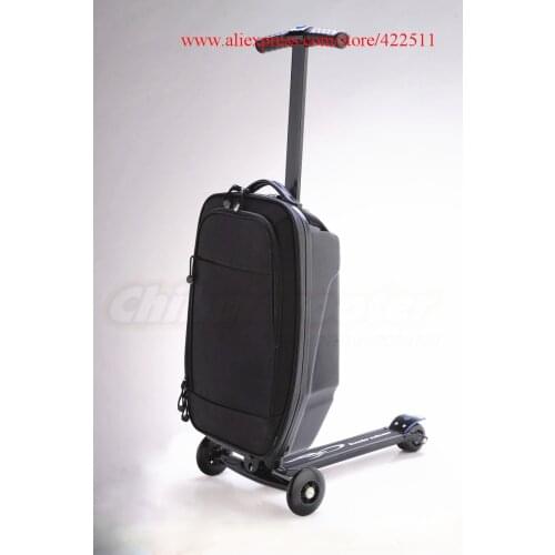 Black 21" Scooter Luggage Suitcase Scooter 21 inch Travel Trolley with One extra Pocket